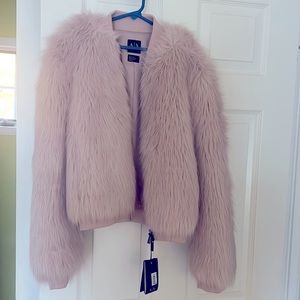 Brand new with tags size Xs Armani exchange faux fur pink jacket
